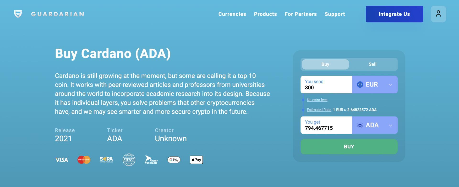 Cardano page on Guardarian. Solana vs Cardano: A Comprehensive Comparison of SOL & ADA