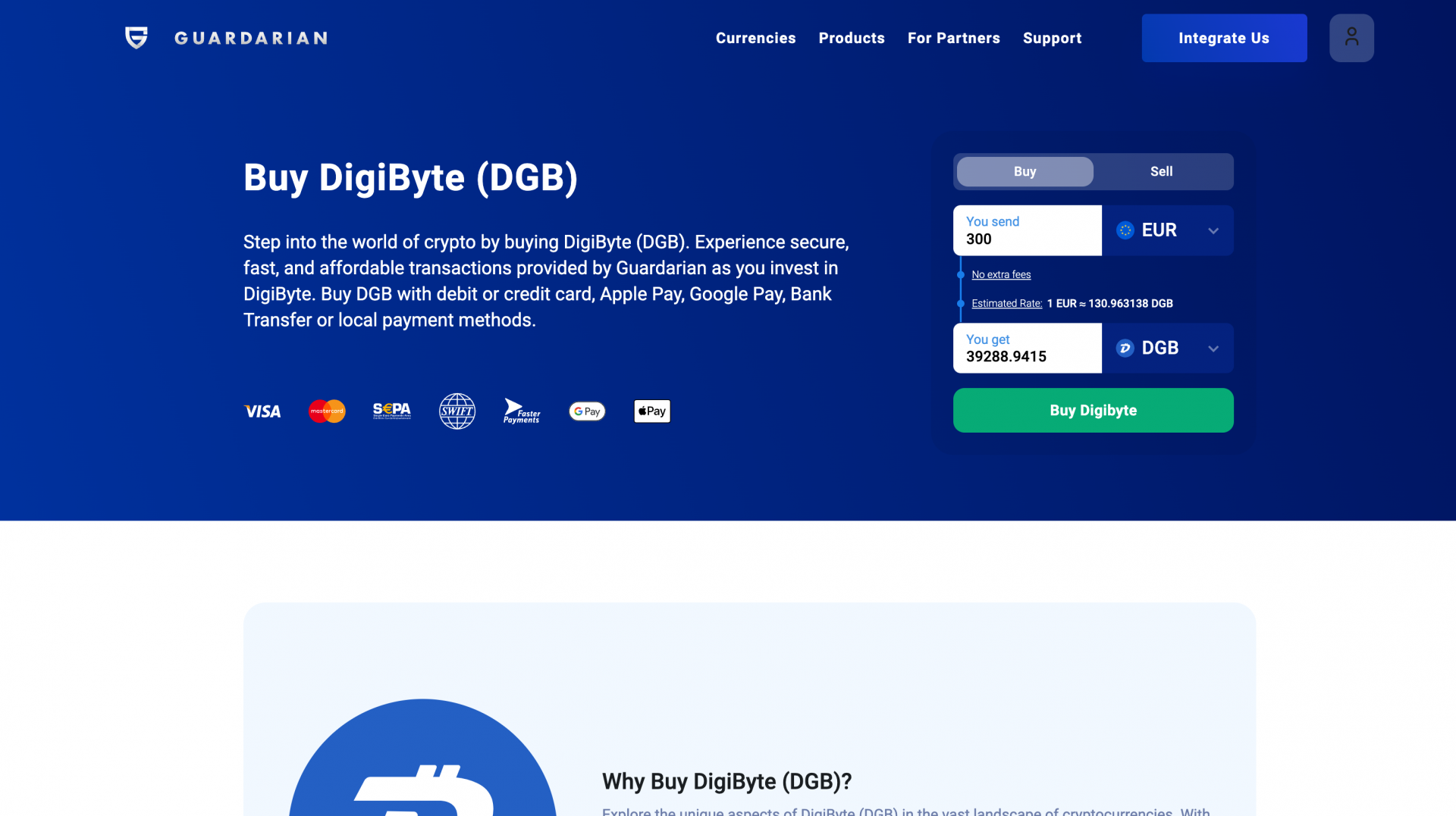 Buy Digibyte on Guardarian Instantly