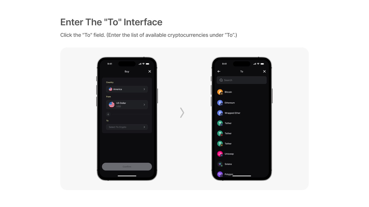 Enter the To interface
