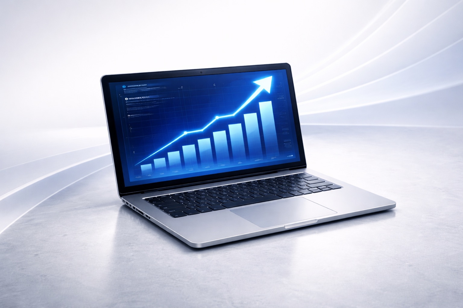 Laptop with ascending graph