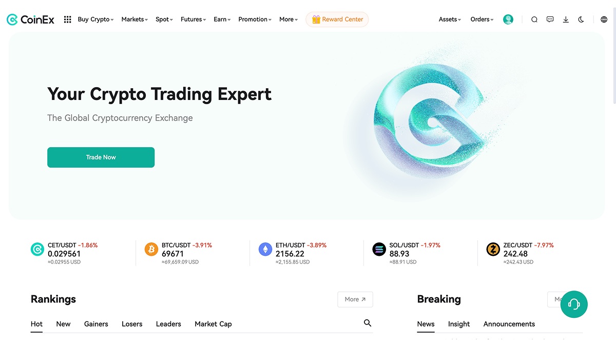 CoinEx Main Page
