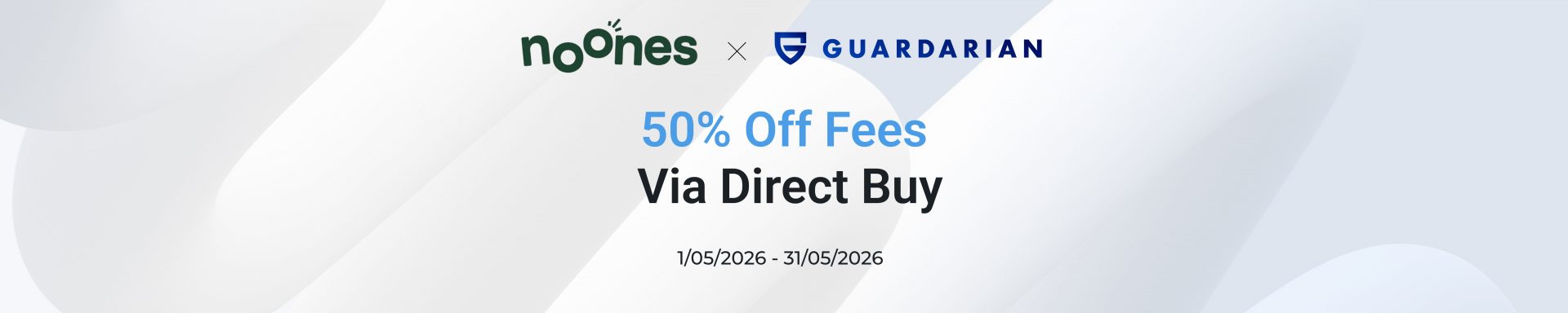 Guardarian and NoOnes May Promo: Get 50% Off Direct Buy Fees